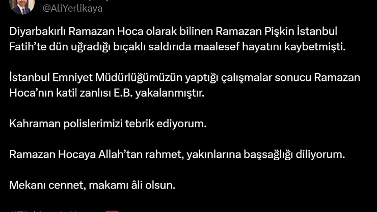Ramazan Pişkin'in katil zanlısı yakalandı