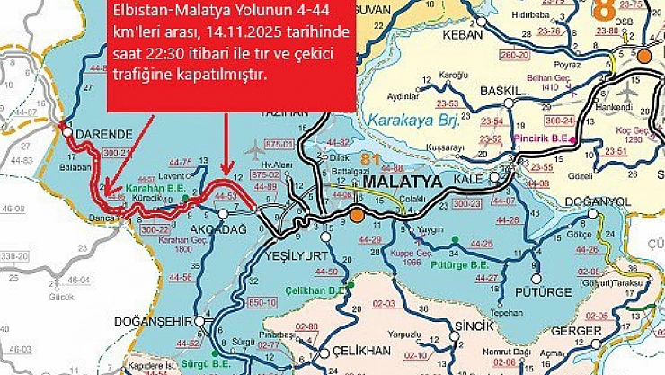Sivas-Malatya karayolu tüm araçlara açıldı