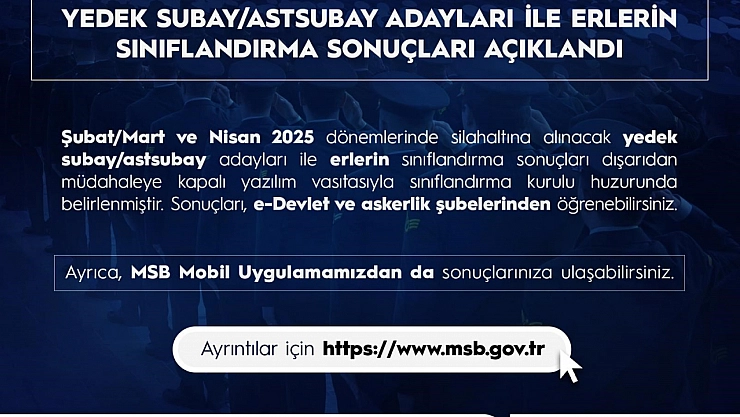 Şubat/Mart ve Nisan 2025 Askerlik Yerleri Açıklandı