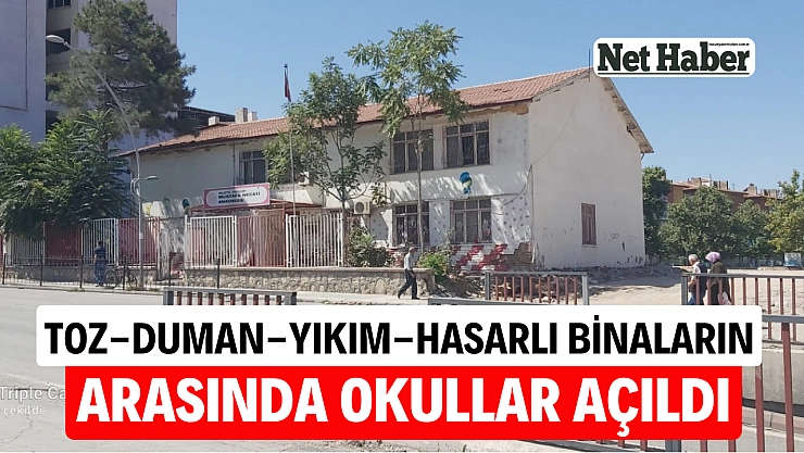 Toz-duman-yıkım-hasarlı binaların arasında okullar açıldı