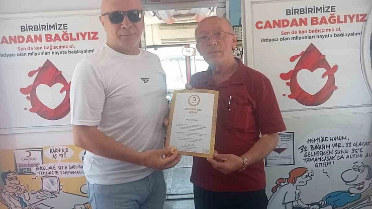 35 kez bağışta bulunan vatandaşa madalya