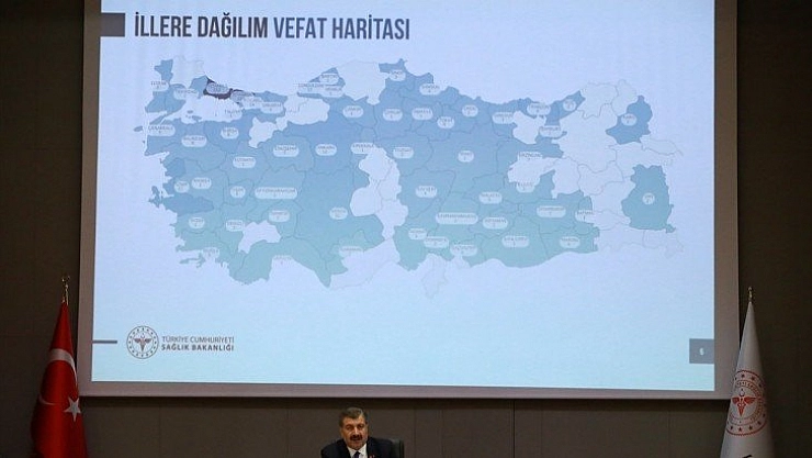 Türkiye'de illere göre vaka ve ölü sayısı dağılımı