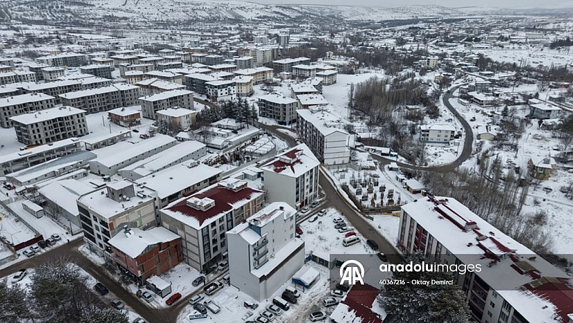 Doğanşehir'de kar manzaraları dronla görüntülendi