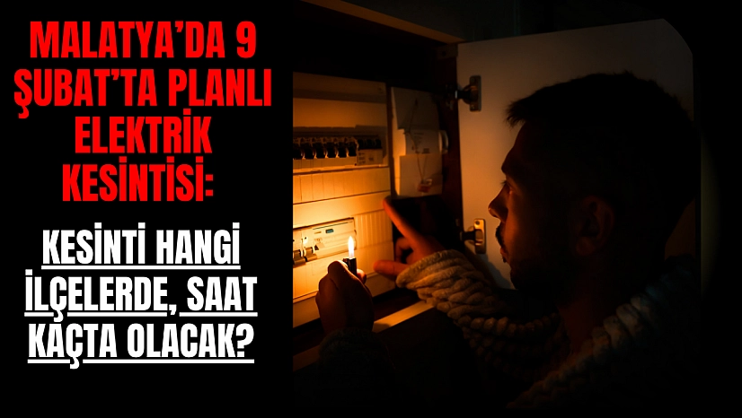Malatya'da 9 Şubat'ta Planlı Elektrik Kesintisi: Kesinti Hangi İlçelerde, Saat Kaçta Olacak?