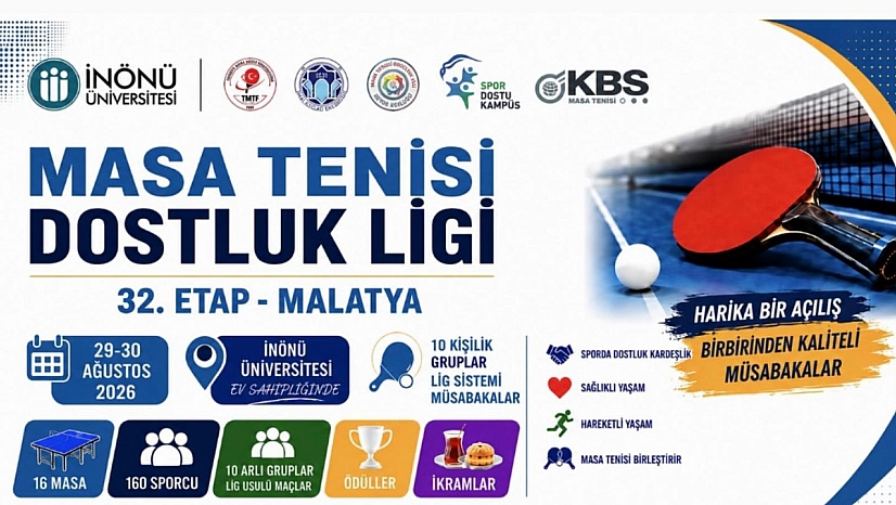 Malatya'da masa tenisi rüzgarı esecek! 160 sporcu şampiyonluk için raket sallayacak…