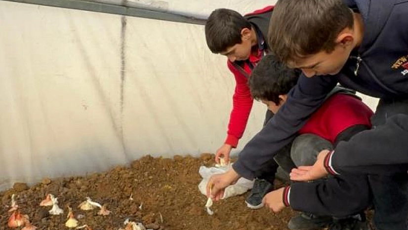 Minik eller toprakla buluştu