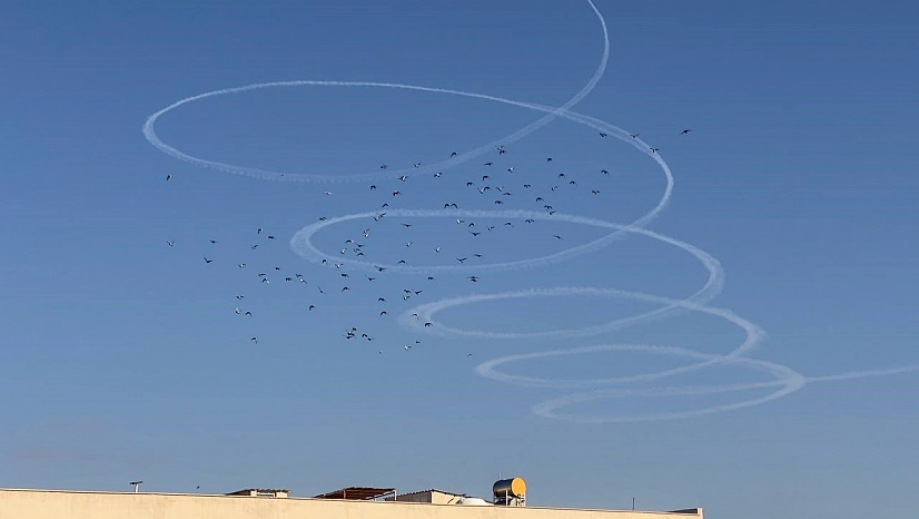 Suriye sınırı semalarında ilginç görüntü