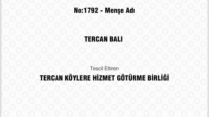 Tercan Balı tescillendi