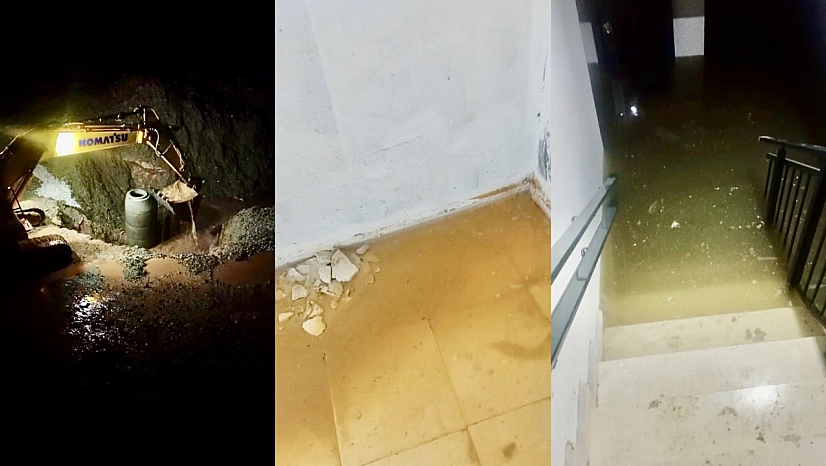 TOKİ binasını yer altı suyu bastı