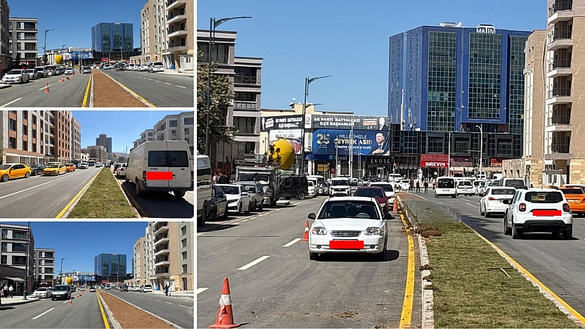 Yasak var! Kurallara uyan yok!! 4 şeritli yol 3 şeride düştü?