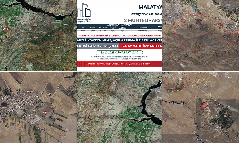Malatya'da 2 Arsa Açık Artırmayla Satışa Çıkarılıyor