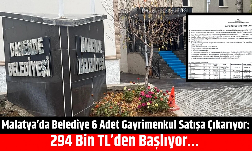 Malatya'da bir belediye arsa satacak: 294 Bin TL' den başlıyor…