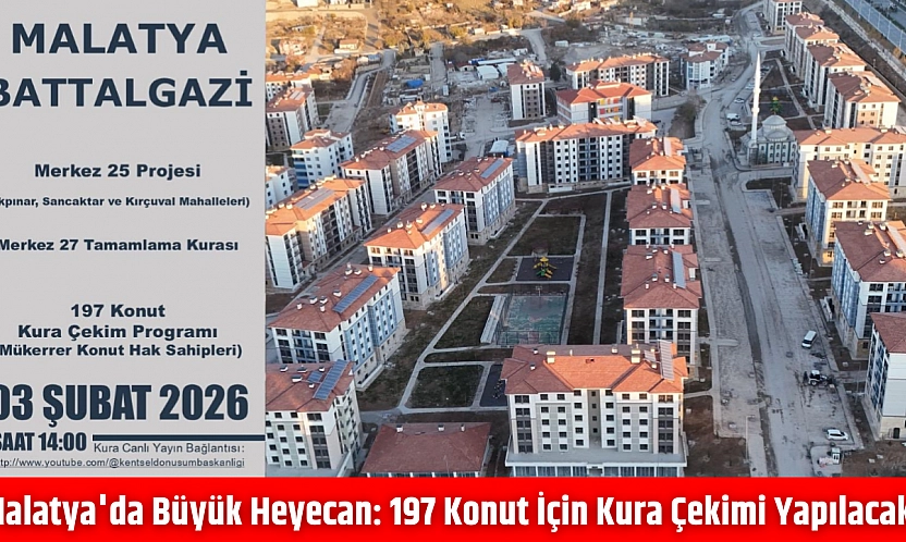 Malatya'da büyük heyecan: 197 konut için kura çekimi yapılacak
