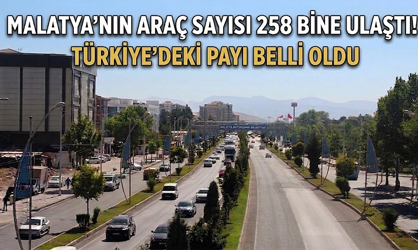 Malatya'nın araç sayısı 258 bine ulaştı! Türkiye'deki payı belli oldu