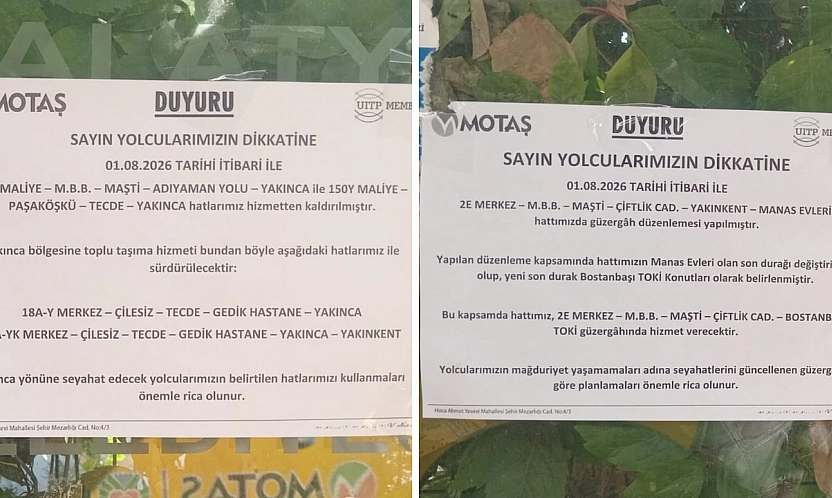 MOTAŞ güzergahı değiştirdi: Vatandaş tepki gösterdi