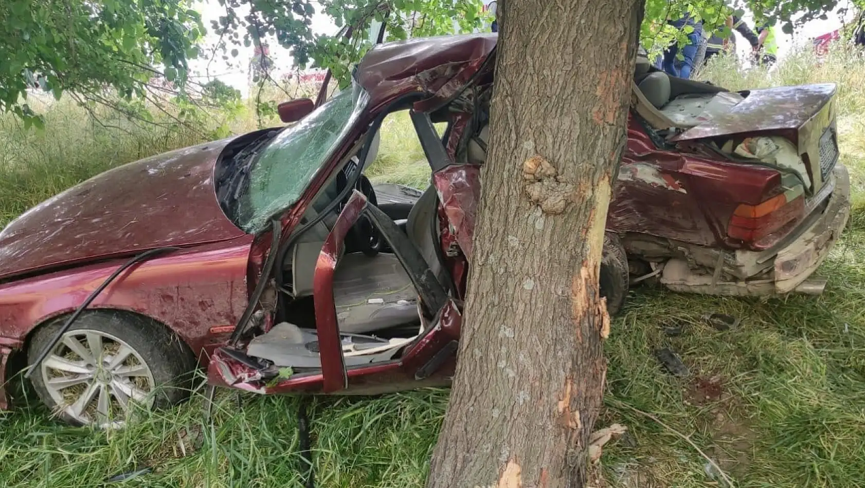 Adıyaman'da otomobil ağaca çarptı