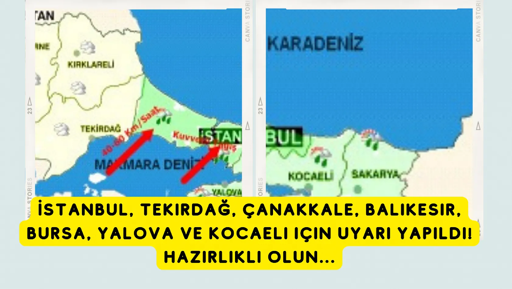 İstanbul, Tekirdağ, Çanakkale, Balıkesir, Bursa, Yalova ve Kocaeli için uyarı yapıldı! Hazırlıklı olun...