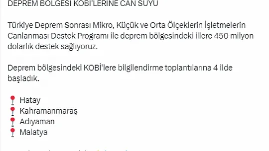 Malatya'ya 450 milyon dolar destek