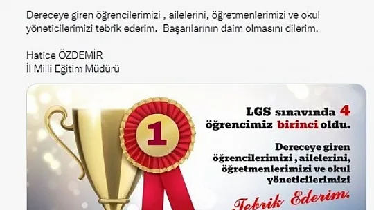 Malatya'dan LGS'de 4 birincilik