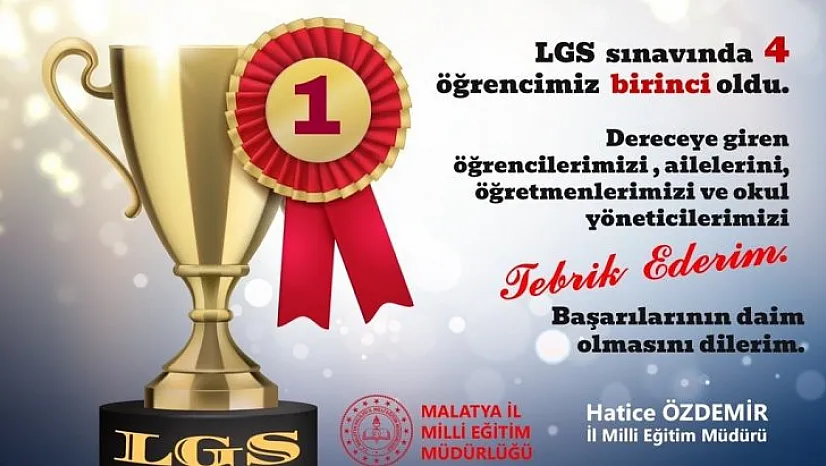 Malatya'dan LGS'de 4 birincilik